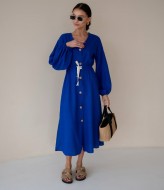 Льняное платье с пуговицами ANB-244A420