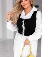 Белая рубашка с корсетом  INS-454A1050