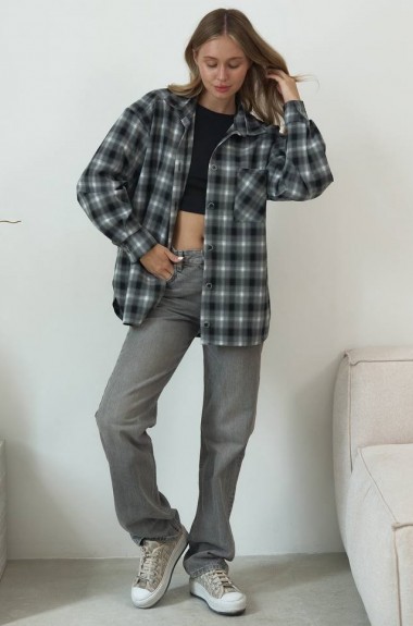 Женская рубашка в клетку оверсайз  SSY-020A500