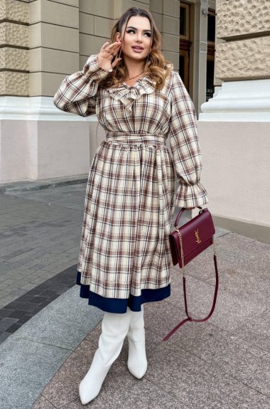 Теплое платье в клетку  ANK-7347.1A630
