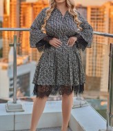 Шелковое платье с кружевом  VOJ-1043A800