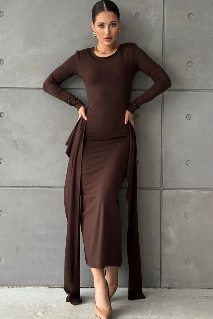 Довга сукня з вузлом на талії IMMA-430A550