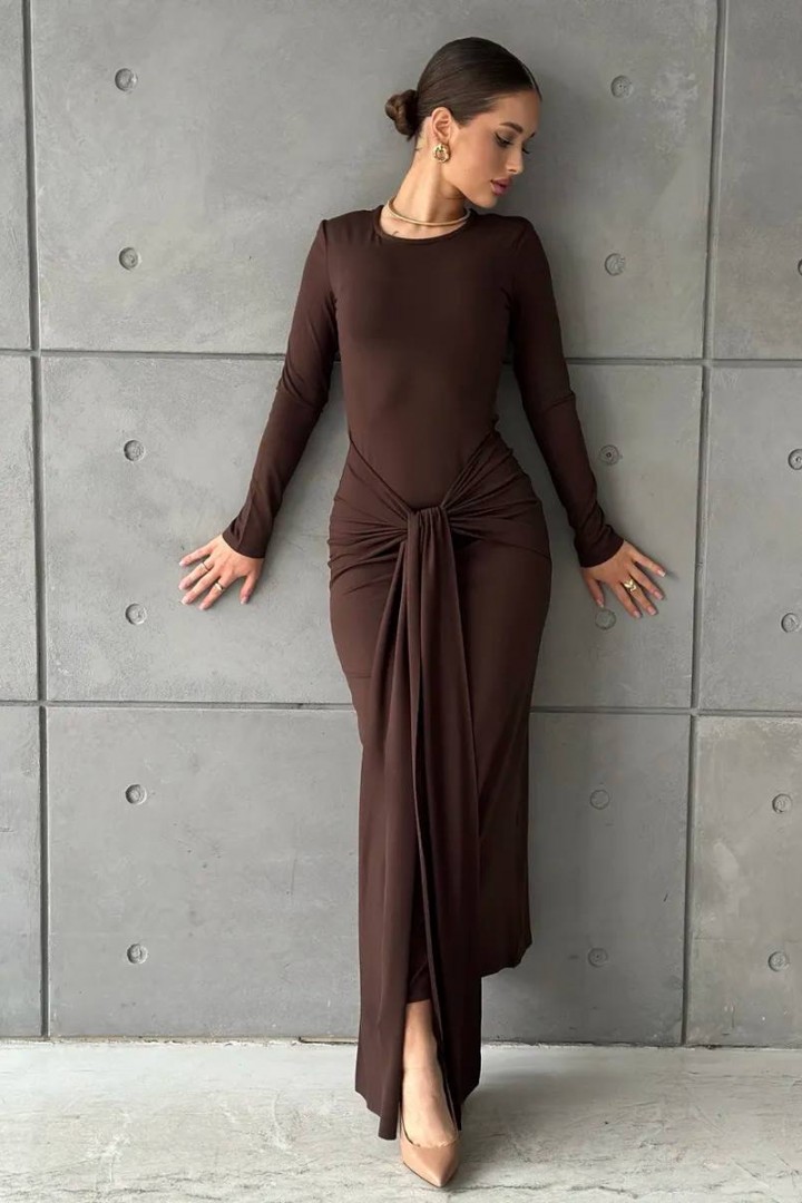 Довга сукня з вузлом на талії IMMA-430A550