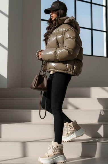 Теплі легінси в рубчик на меху IMMA-431A270