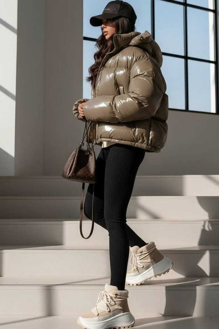 Теплые леггинсы в рубчик на меху IMMA-431A270