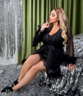 Будуарный халат с перьями ET-637A550