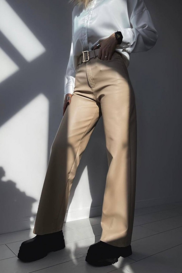 Шкіряні кльошові штани DMP-A1567A300B340