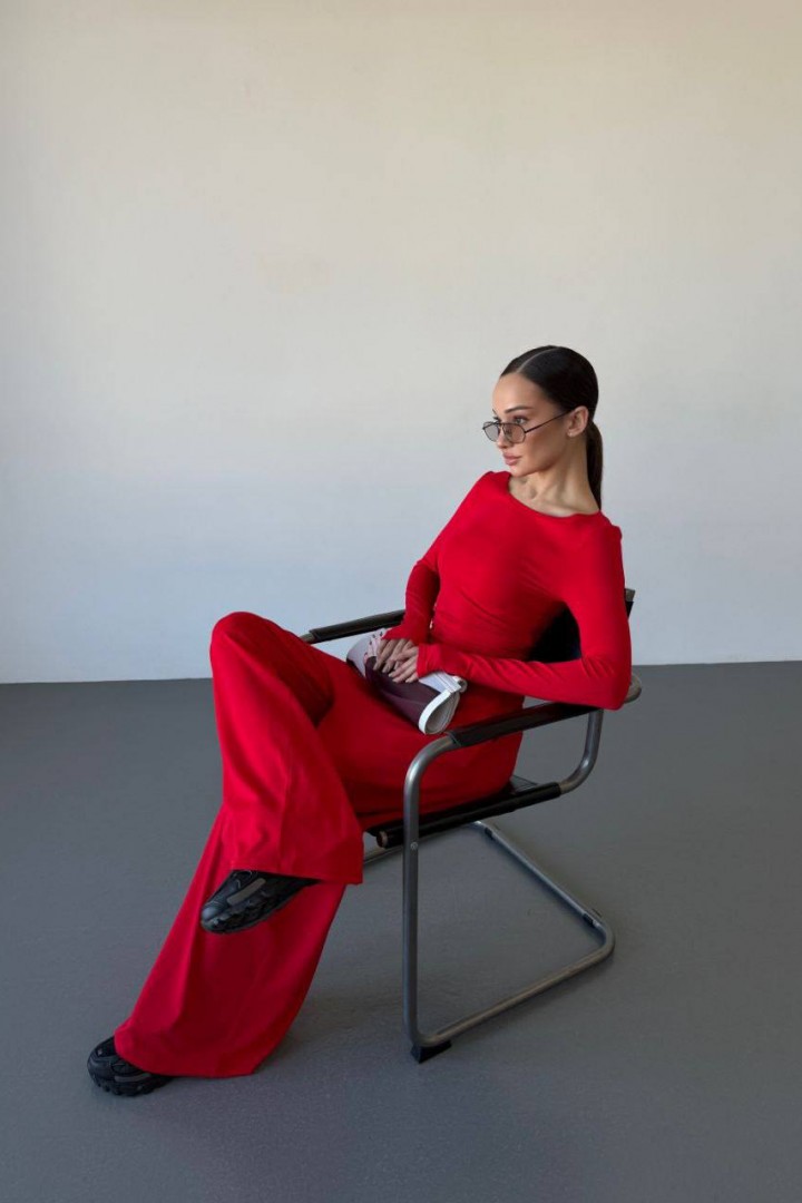 Костюм двійка лонгслів асиметрія + палаццо MIK-1712A590