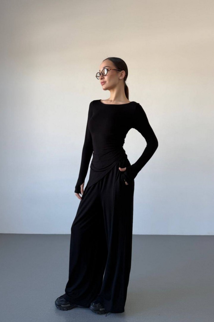 Костюм двійка лонгслів асиметрія + палаццо MIK-1712A590