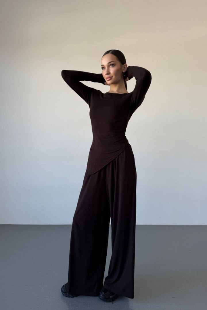 Костюм двійка лонгслів асиметрія + палаццо MIK-1712A590