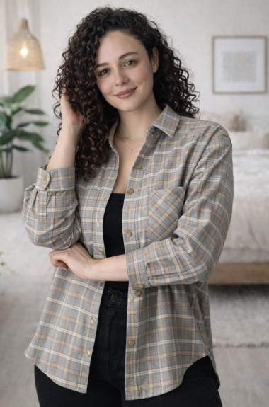 Женская рубашка в клетку MIK-1718A600