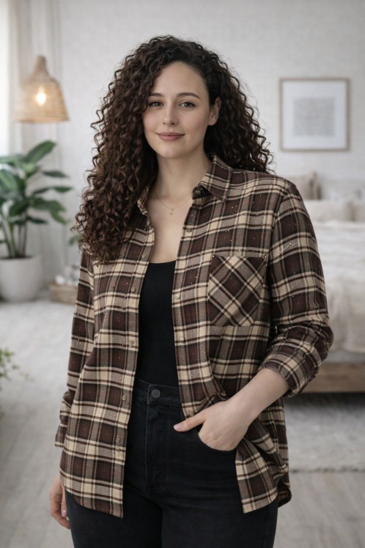 Женская рубашка в клетку MIK-1718A600