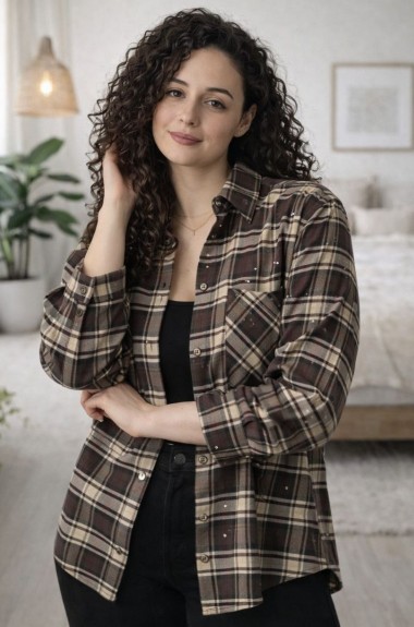 Женская рубашка в клетку MIK-1718A600