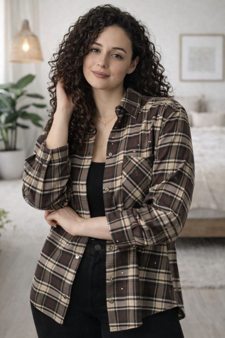 Женская рубашка в клетку MIK-1718A600