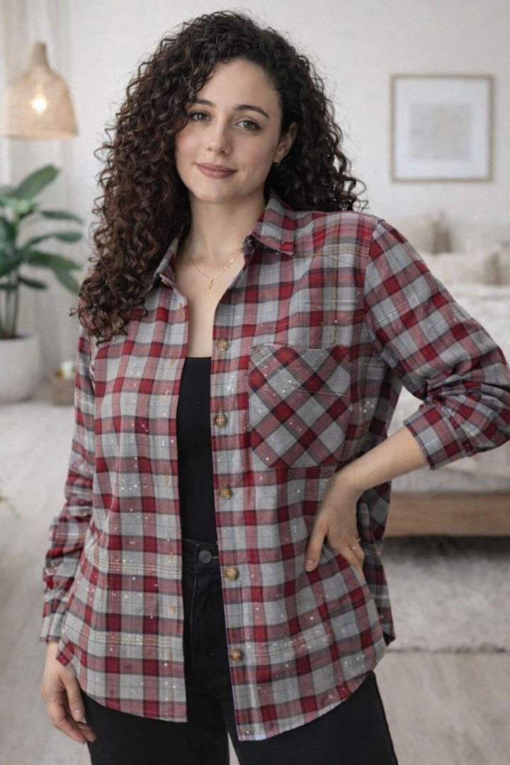 Женская рубашка в клетку MIK-1718A600