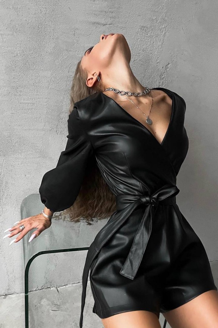 Кожаный комбинезон с шортами NK-8044A580