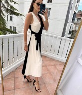 Двухцветное платье  RED-rc84A450