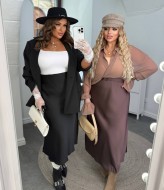 Атласная длинная юбка  AB-249A12