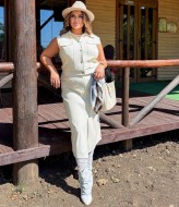 Кожаный костюм женский с юбкой  VW-1614A730