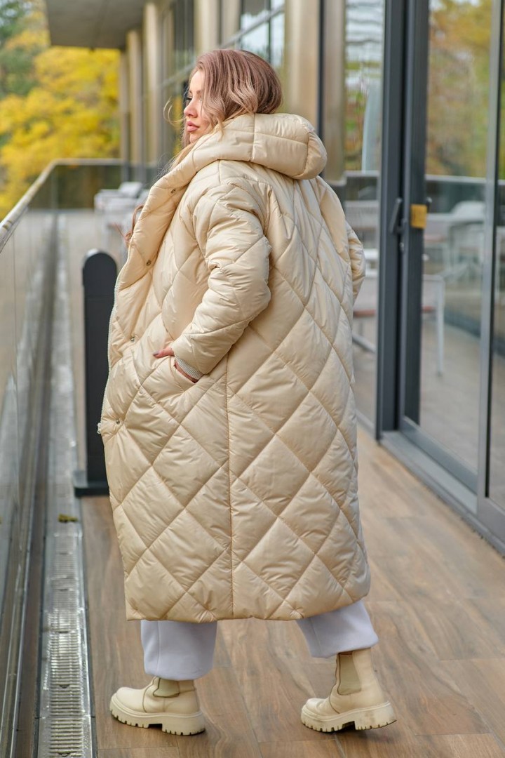 Стеганое длинное пальто AB-1637A32