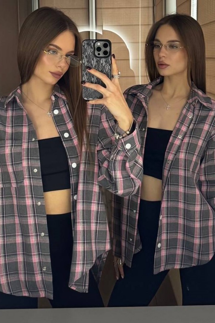 Комфортна сорочка в клітинку LK-372A550