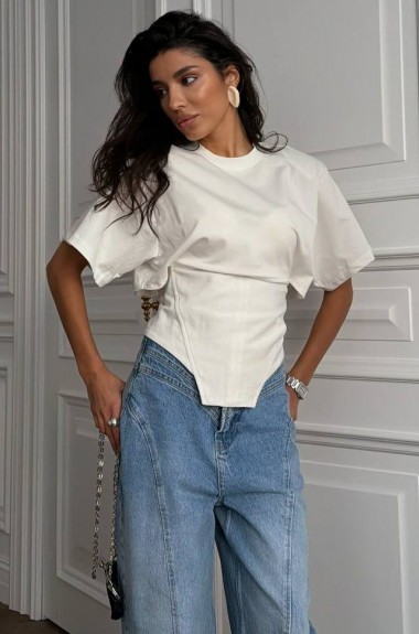 Свободная футболка с корсетом VOL-741A500