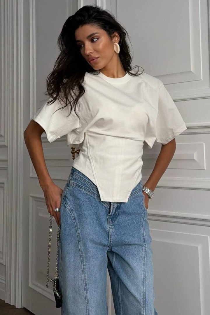 Свободная футболка с корсетом VOL-741A500