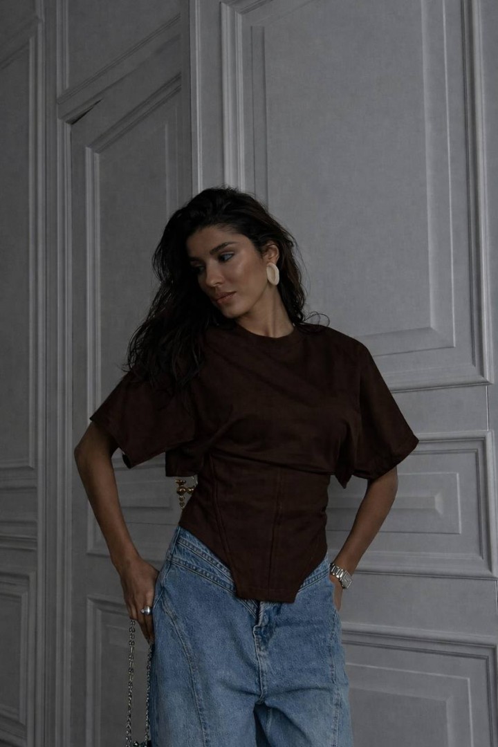 Свободная футболка с корсетом VOL-741A500