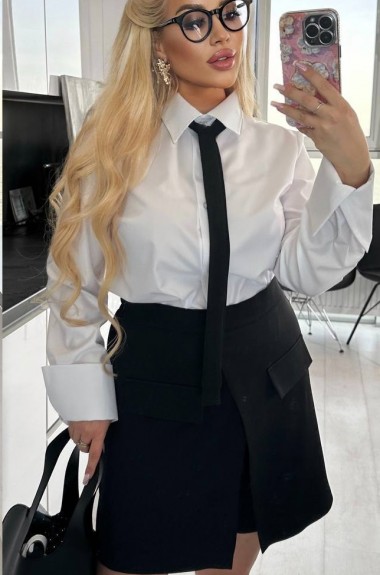 Белая рубашка с галстуком женская  INS-270A500