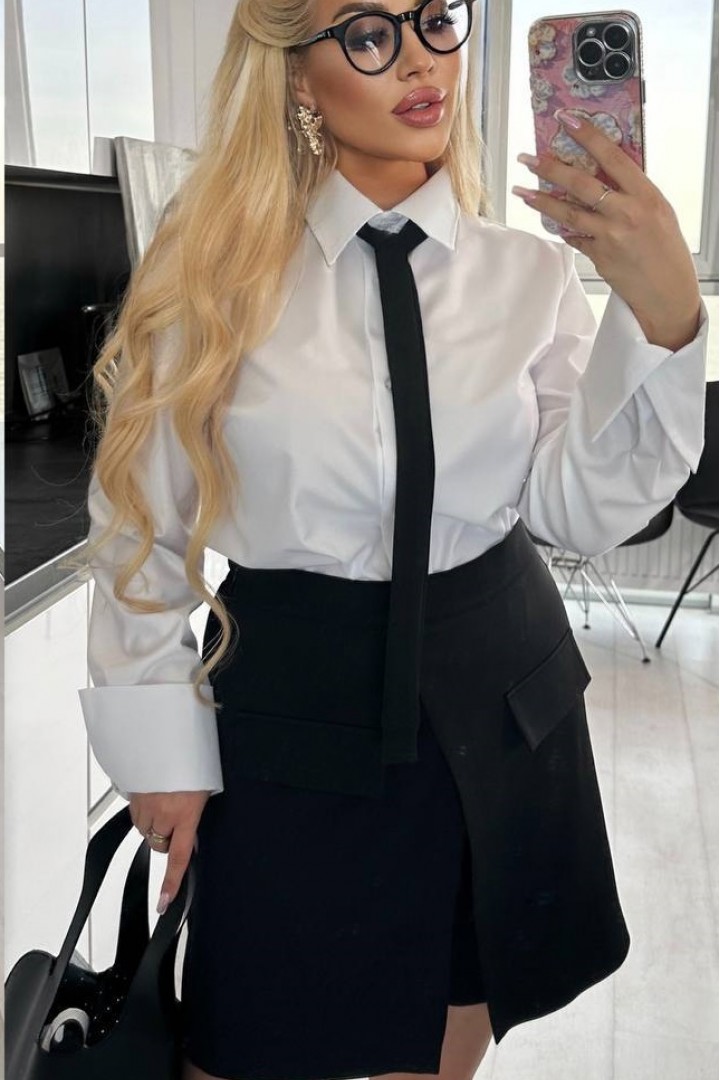Белая рубашка с галстуком женская  INS-270A500