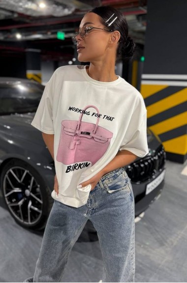 Белая футболка с модным принтом ELZ-016A350