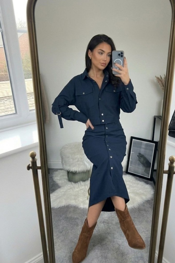 Укороченная куртка и юбка миди AKS-130A650