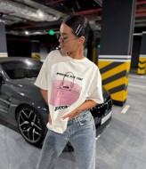 Белая футболка с модным принтом ELZ-016A350