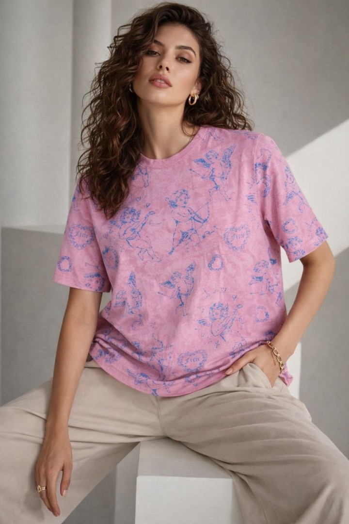 Футболка oversize со стильным накатом MIK-01A380