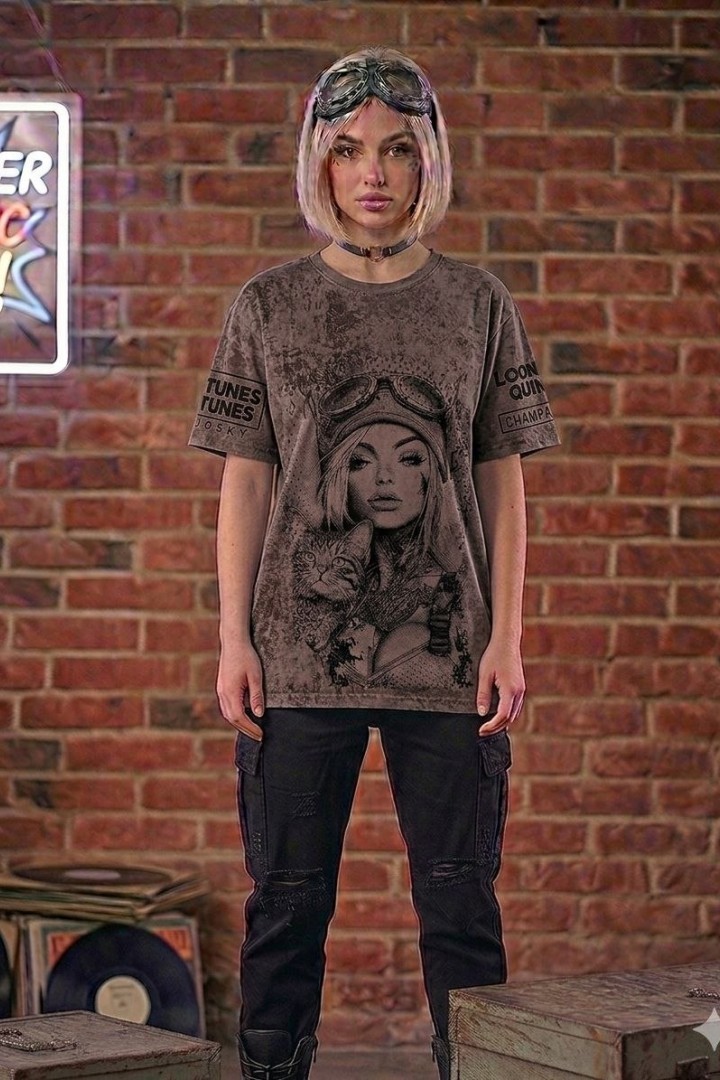 Футболка женская оверсайз с принтом  MIK-71A380