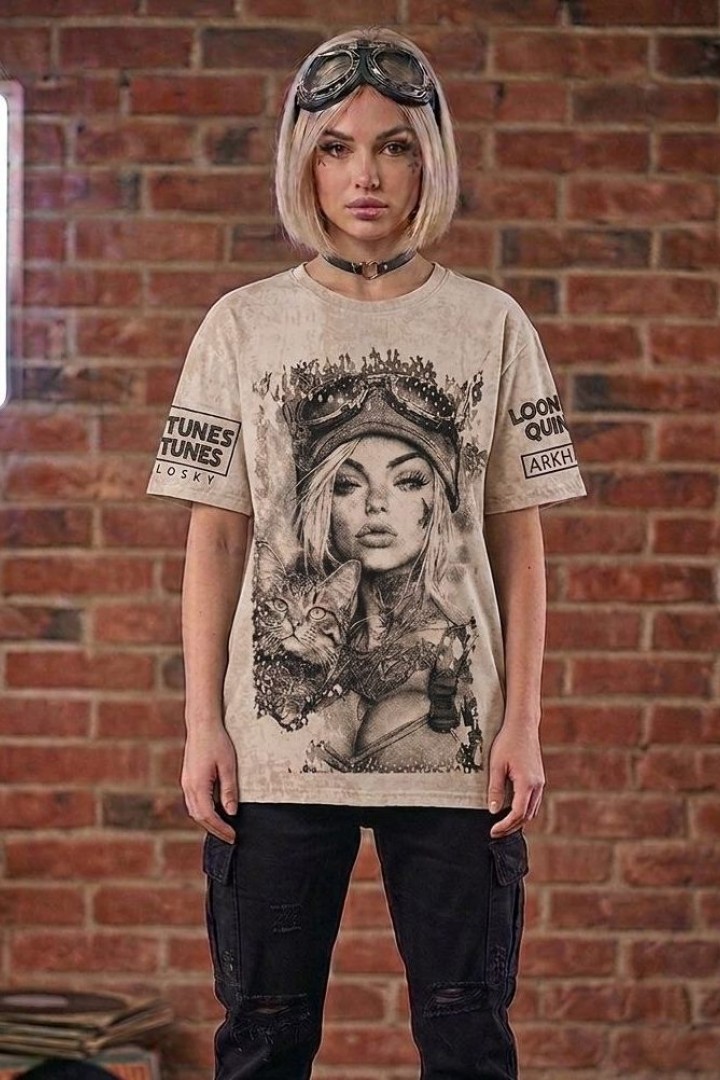 Футболка женская оверсайз с принтом  MIK-71A380