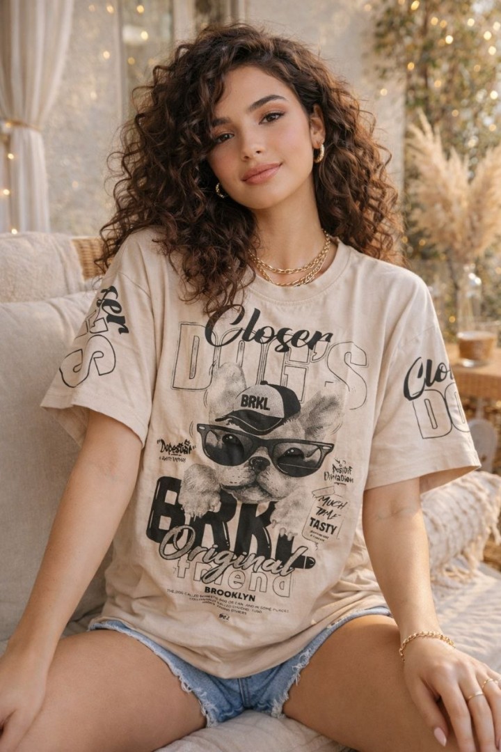 Оверсайз футболка с принтом  MIK-40A380