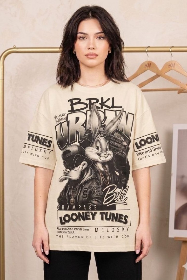 Футболка oversize со стильным накатом MIK-14A360