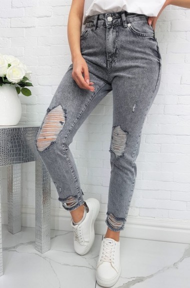 Женские рваные джинсы с высокой талией
