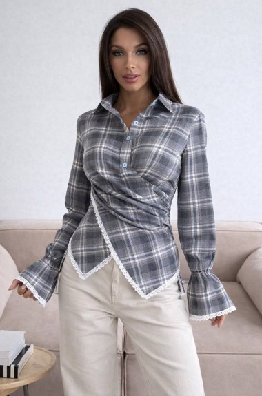 Стильная рубашка с кружевом VOL-742A580