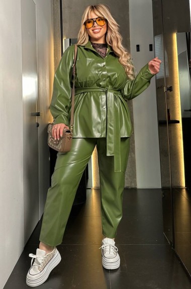 Кожаный костюм женский с брюками DOL-231A650