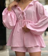 Летний льняной костюм с шортами HB-097A530