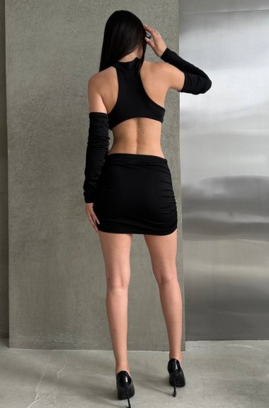 Чёрное короткое платье OTA-209A380