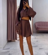 Костюм кроп-рубашка+юбка на запах STB-09A550