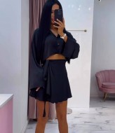 Костюм кроп-рубашка+юбка на запах STB-09A550