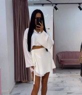 Костюм кроп-рубашка+юбка на запах STB-09A550