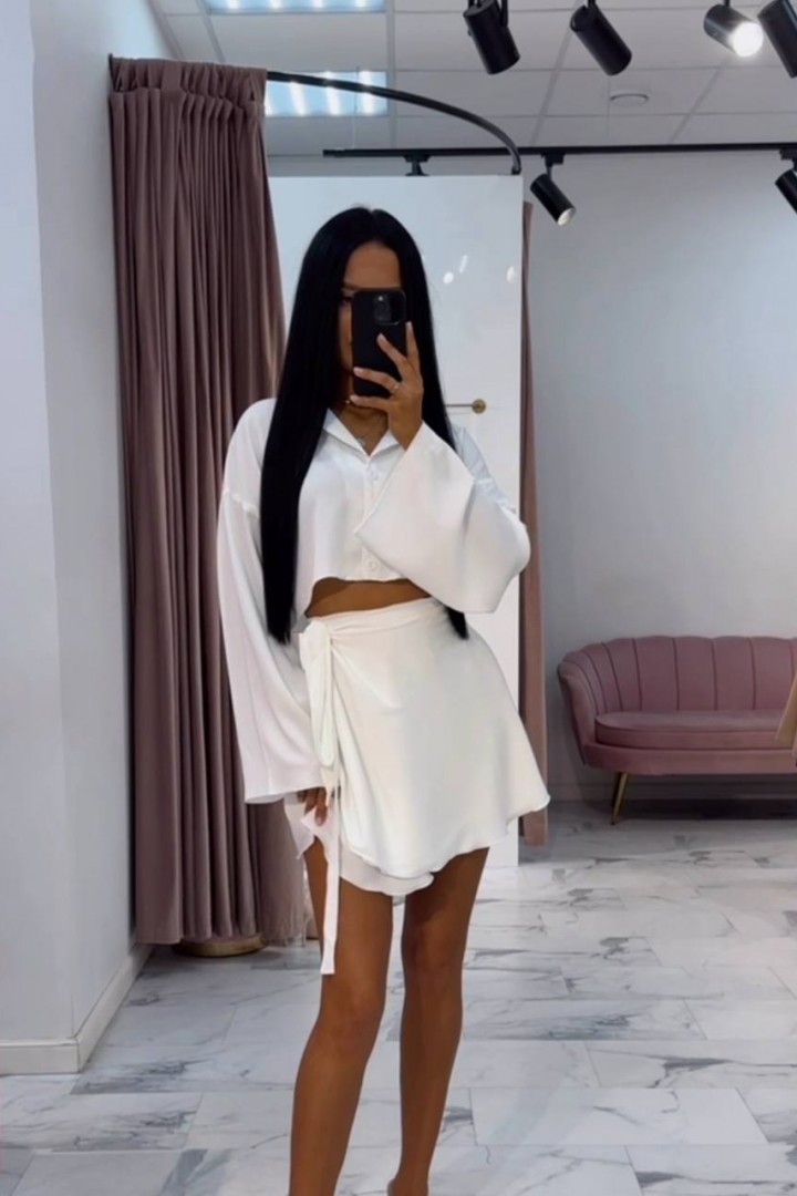 Костюм кроп-рубашка+юбка на запах STB-09A550