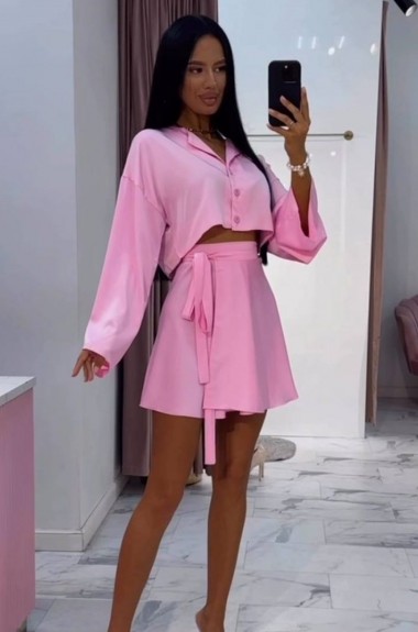 Костюм кроп-рубашка+юбка на запах STB-09A550