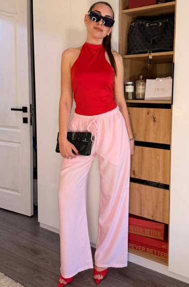 Широкие льняные брюки женские  STB-048A399