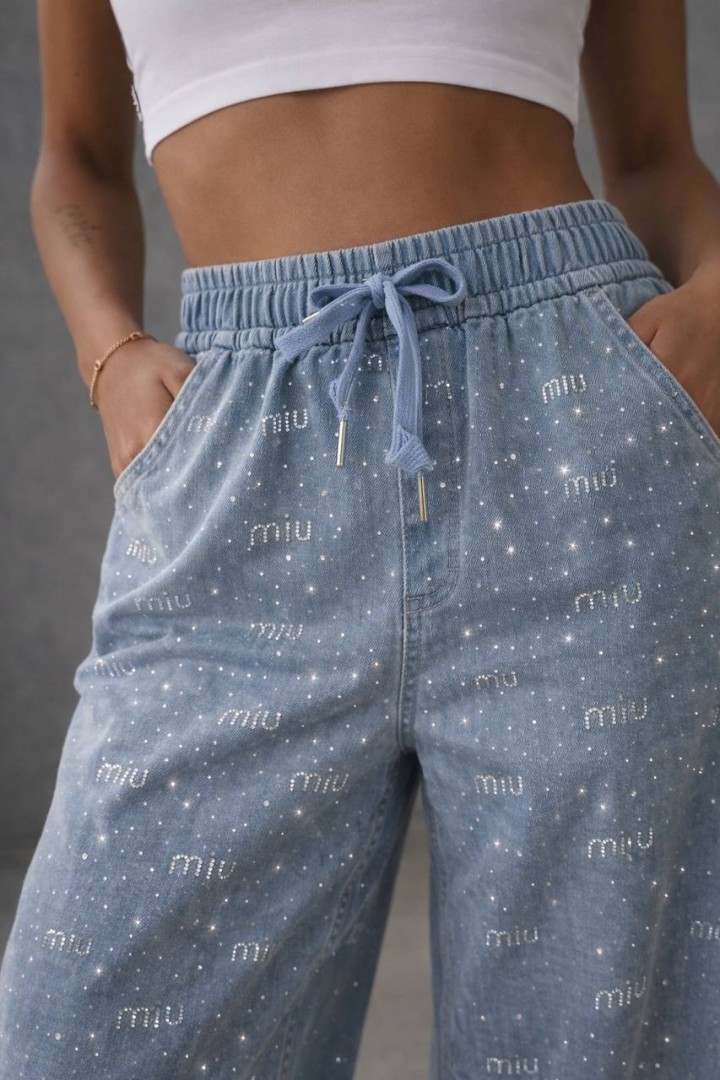 Джинси палаццо зі стразами STC-327A799